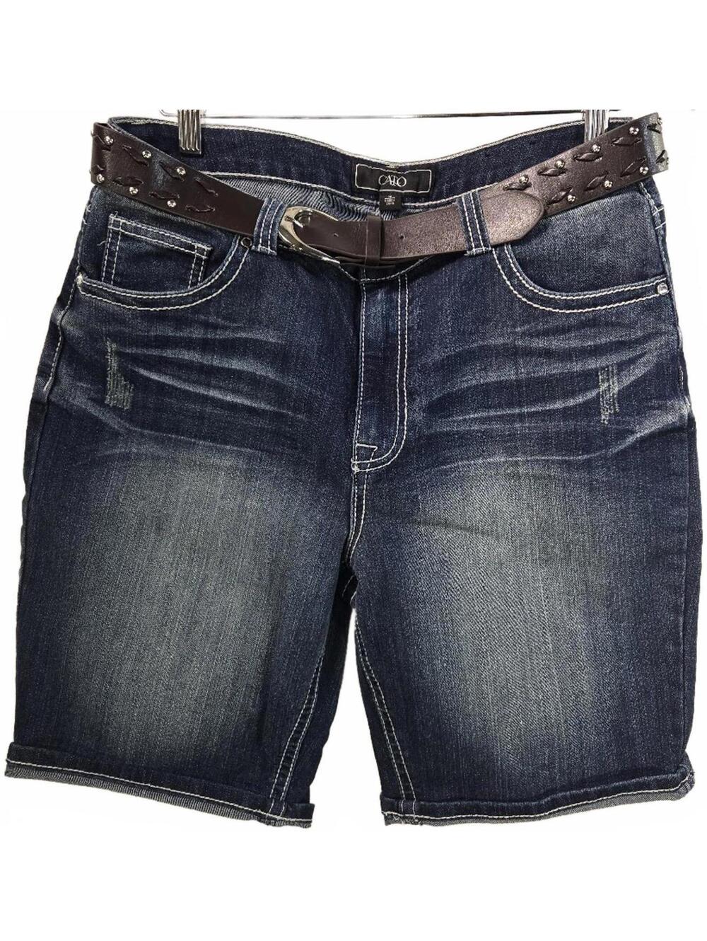 Cato Dark Wash Denim Shorts with Studded Belt Size 12